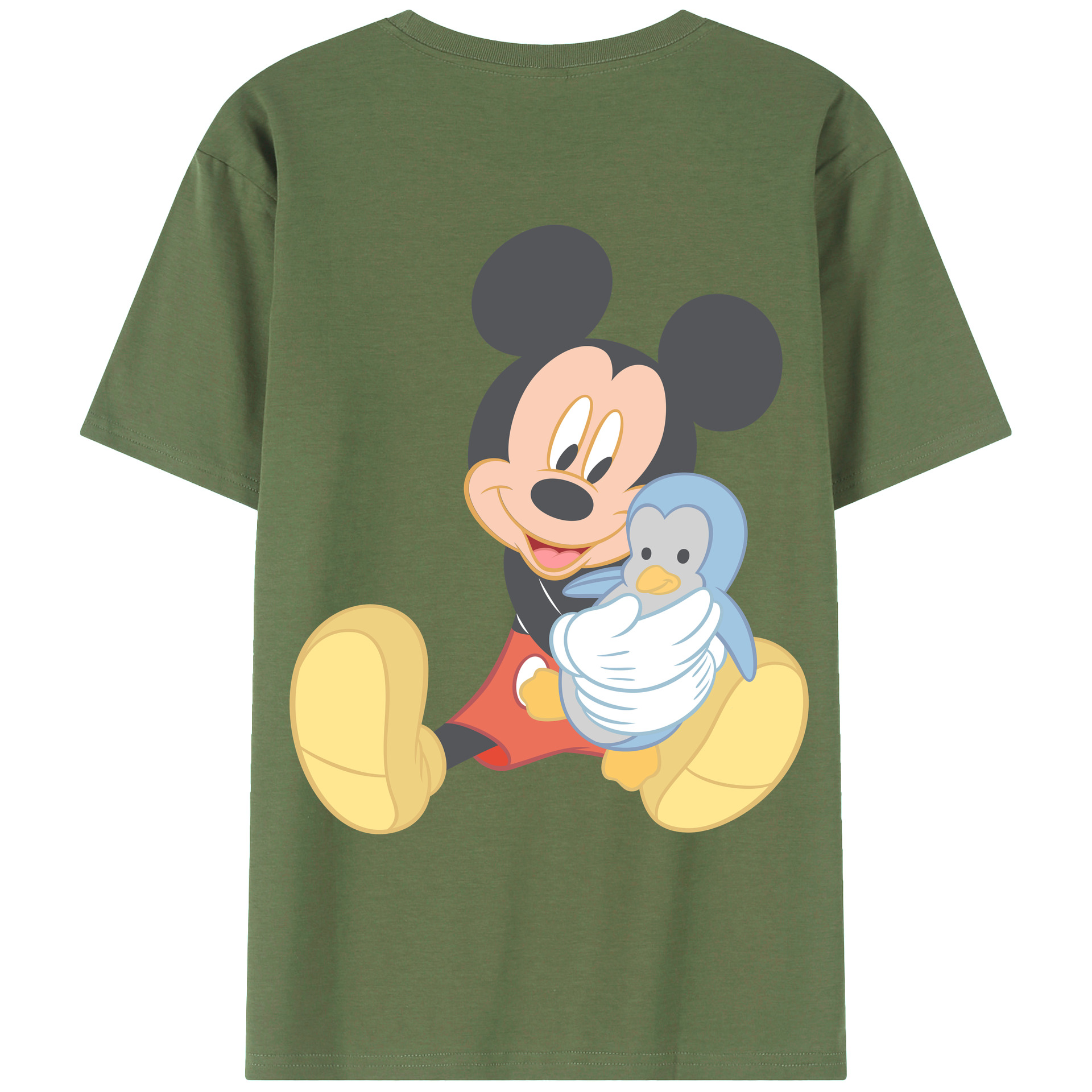 ミッキーマウス Mickey Mouse 綿100％ メンズ半袖Tシャツ（バックプリント） 通気性